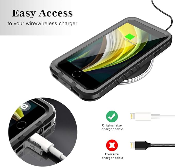SPORTLINK Waterproof Case for iPhone SE 3rd 2022/iPhone SE 2nd 2020/iPhone 7/8 - Full Body Shockproof Dustproof Phone Screen Protector Rugged Waterproof Case for iPhone SE3/SE2/7/8 (Black)
