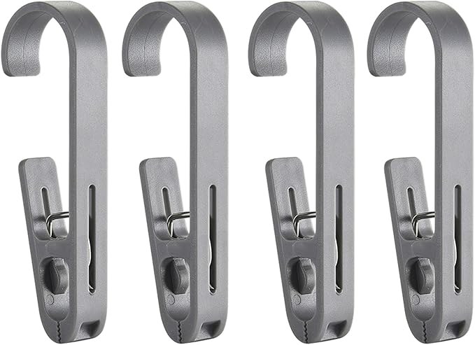 Large Laundry Hook Clothes pins 4PCSpcs Sock Clip Laundry Clips with Springs, Strong Plastic Clothes Drying Line Pegsfor Home Kitchen Outdoor (Grey