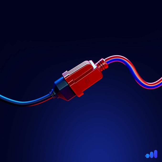 Maximm 25 Ft Blue and Orange Extension Cord, Heavy Duty 3-Prong Outdoor Power Cable, ETL Listed for Contractors