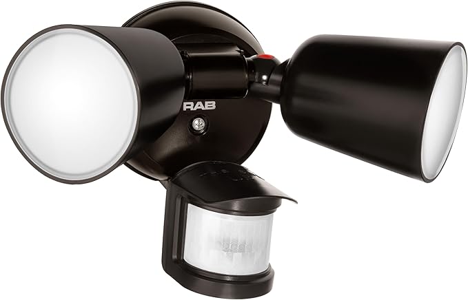 RAB Lighting LU160 Luminator Motion Sensor Outdoor Lights - Flood Light for Security, Outside Dusk to Dawn Photocell, 3000k–5000k Tunable, IP65 Weatherproof Rating, 160°Coverage, 50 Ft Range (Bronze)