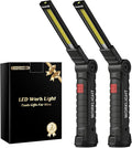 Coquimbo Tool Fathers Day Dad Gifts for Men Him Husband, Rechargeable LED Work Light BBQ Grill with Magnetic Base Hook, 360° Rotate Mechanic Flashlight Mens Easter Birthday Gifts (2 Pack Black)