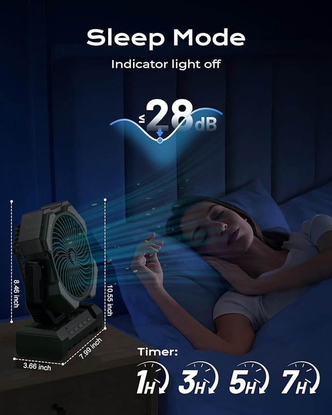 Misting Fan, Portable Camping Fans with 9oz Water Tank, 24000mAh Rechargeable Fan with 4 Speed, Battery Powered Fans with 120H Cooling, Last 5H Mist, 2 Mist Modes, Lights, Outside/Summer Essential