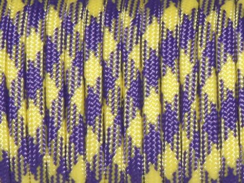 7 Strand Core 550lb Paracord Parachute Cord Lanyard Mil Spec Type III-100ft (Purple+Yellow(41#))