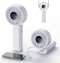 Peiyuu Handheld Portable Fan, 4000mAh USB Rechargeable Personal Fan, 180° Foldable Mini Desk Fan with 6 Wind Speed, LCD Digital Display, Lanyard as Neck Fan, Ultra Quiet