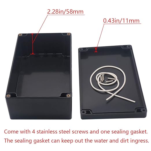 Junction Box IP65 Waterproof ABS Plastic Electrical Project Case Power Junction Boxes, Project Box with 4 PCS M16 Cable Glands 7.87 x4.72 x2.95 inch (200x120x75 mm)