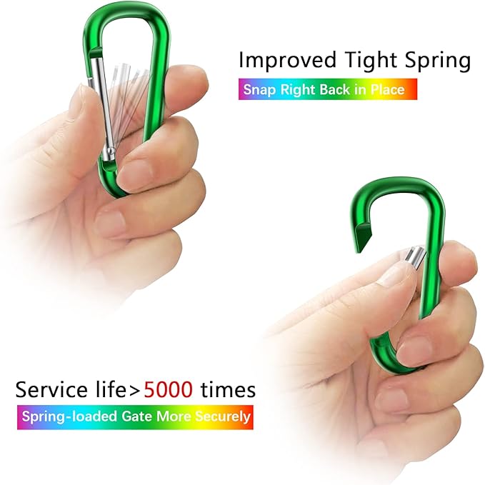sprookber 2.28" Small Carabiner Clip Keychain, D Ring Caribeaner Clip, Key Clip Caribeener Multipurpose, Set of 20 Pack