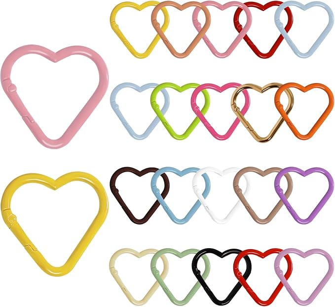 21-Pack Colorful Heart Carabiner Clips, Cute Keychain Purse Clip,Heart Ring Carabiner for Keychains,Backpacks, Keys(Multicolor, Bulk Value Set)