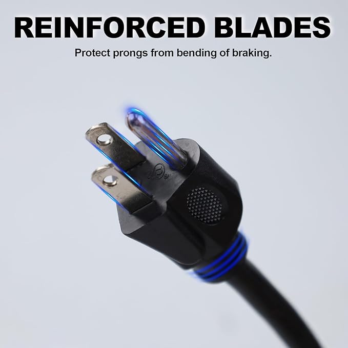 EP 50 Ft Outdoor Extension Cord with 3 Electrical Power Outlets - 16/3 SJTW Black Cable with 3 Prong Grounded Plug for Safety Great for Christmas Lights, Garden and Major Appliances