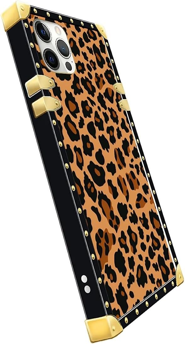 Compatible with iPhone 11 Pro Max Case, Brown Leopard Texture Luxury Golden Decoration for Girl Women Soft TPU Shockproof Protective Hard PC Back for iPhone 11 Pro Max