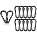 12 Pack 3" Heavy Duty Spring Snap Hook Carabiners, M8 5/16" Galvanized Steel Black Carabiner Clip, Quick Link Keychain for Hammock Swing Set Outdoor Travel Camping Fishing Hiking