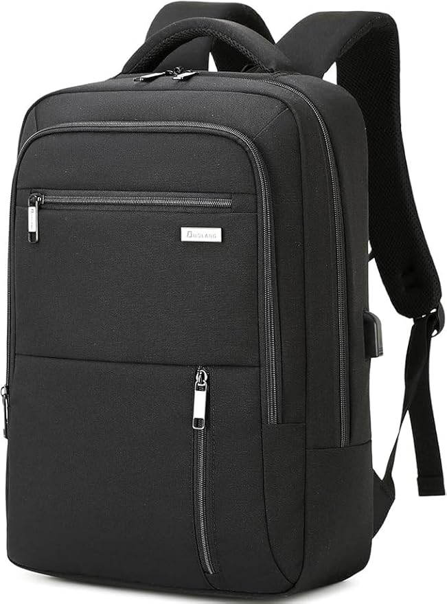 DUSLANG 15.6 Inch Laptop Backpack for Travel Water Resistant College Backpack for Men Women Laptop Bag with USB Charging Port Business Backpack,Black