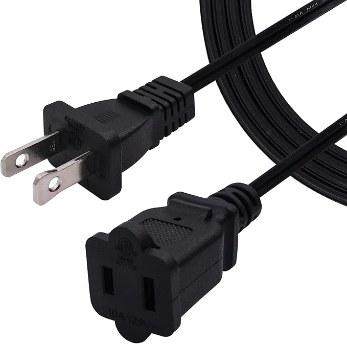 Short Extension Cord 1 FT,US Male/Female Power Cable with 2 Prong NEMA 1-15P to NEMA 1-15R Small Extension Cord Black