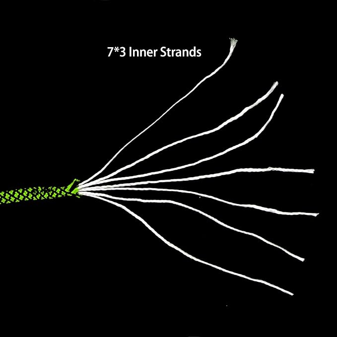 MOOCY Paracord 550,5/32 in x 164 ft (4mm x 50m),7 Inner Strands/Parachute Cord,Nylon Type III Paracord,Ideal Nylon String for Survival & Camping Gear,Green Black