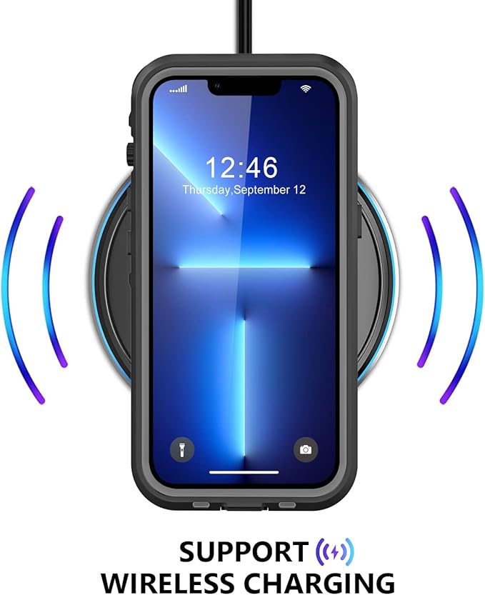 Protebox for iPhone 13 Pro Waterproof Case with Built-in Screen Protector, Shockproof Dustproof Full Body Protective IP68 Waterproof Phone Case for iPhone 13 Pro 6.1 inch (Black/Clear)