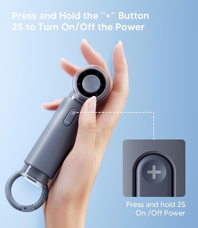 WSKEN Portable Handheld Fan, Rechargeable, 5 Speeds Mode, 20000rpm Brushless Motor, [Small But Powerful] - Ideal for Travel, Cruises, Hiking, Concerts & Lover Gifts(Gray)