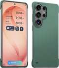 GRECAZO Slim Borderless for Samsung Galaxy S26 Ultra Phone Case 6.9"(2026) Ultra-Thin Lightweight Frameless Matte Hard PC Cover Case with Pull Ring Minimalist Non Slip Rope-Dark Green