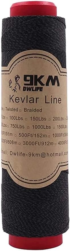 9KM DWLIFE Kevlar Cord– High Tensile Strength Kevlar Thread, 50–1500lb Flame-Resistant String for Fishing, Kite Line, Wind Chimes, Camping & Outdoor Survival Rope