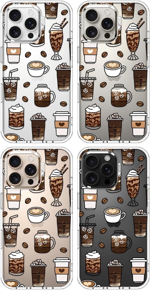 MOSNOVO Case for iPhone 16 Pro Max, [Buffertech 6.6ft Military-Grade Drop Protection] [Anti Peel Off Tech] Clear TPU Bumper Phone Case Cover Design - Coffee