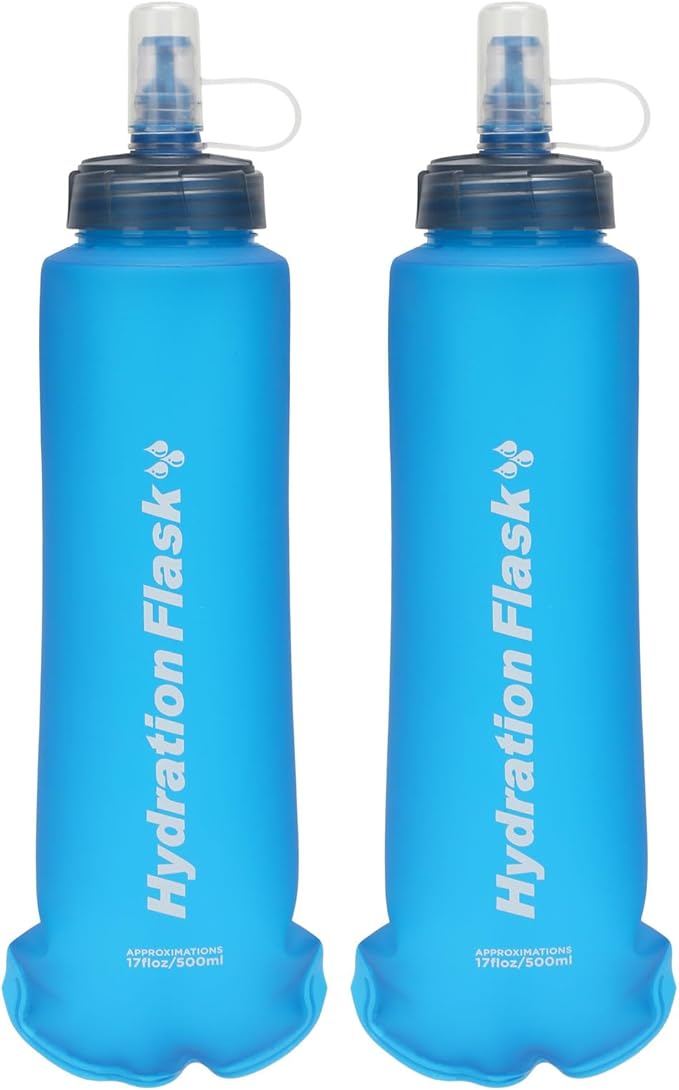 Azarxis TPU Soft Flask Collapsible Water Bottle Running Folding Gel Water Reservoir Handheld for Hydration Pack Hiking Cycling Climbing Jogging Marathon Trail Race
