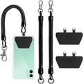 takyu Cell Phone Lanyard, 2 Pack Phone Tether with 4 Pcs Detachable Fabric Pad and Extral Carabiner Compatible with Most Smartphones in Full Coverage Case (Black Black)