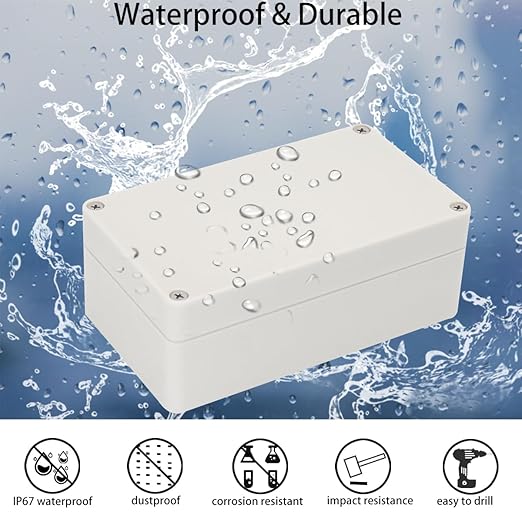 Project Box IP65 Waterproof Junction Box ABS Plastic Electrical Boxes DIY Electronic Project Case Power Enclosure White 10.35x7.17x3.74 inch (263 x 182 x95 mm)