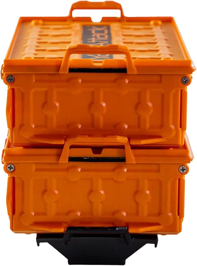 YakAttack TracPak Combo Kit – Orange | 2 Stackable Storage Boxes + Quick Release Track Base | Fits MightyMount, GearTrac & Most Kayak Tracks | Space-Saving Fishing Storage | Compact Kayaking Box