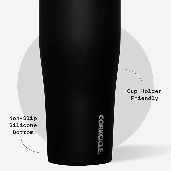 Corkcicle Go Cup XL - Leak-Proof Travel Tumbler - Triple Insulated Stainless Steel Water Bottle - Easy-Carry Handle - Summer Drinkware Gift - Keeps Drinks Ice Cold - 30 oz - Matte Black