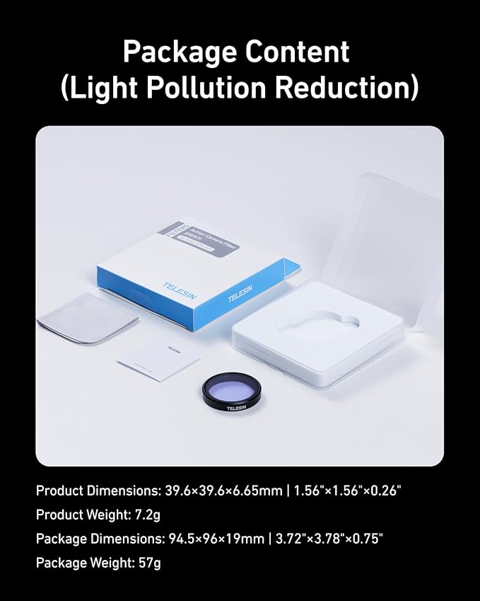 TELESIN LPR Light Pollution Reduction Filter for DJI Osmo Action 5 Pro/Action 4/Action 3, Night Sky & City Night Filter, HD Optical Glass Action Camera Lens Filter with Multi-Layer Nano Coating