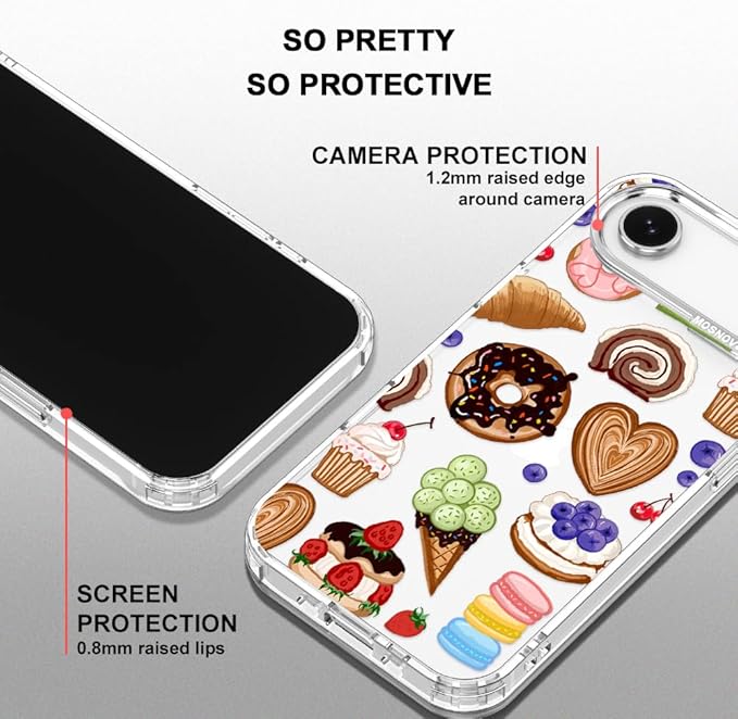 MOSNOVO for iPhone Air Case, Shockproof Military-Grade Protection 6.6ft Drop Tested, Camera Control, Clear Phone Case for iPhone 17 Air, Sweet Treats Design