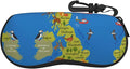 YANGqing United Kingdom Map Print Light Soft Shell Glasses Case Portable & Lightweight Sunglasses Bag, Slim Travel Eyeglasses Pouch