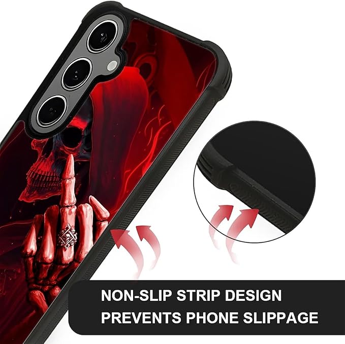 for Samsung Galaxy S24 S25 Plus Case, Gestures Funny Skull Pattern Graphic Design Girl Boy Soft Silicone Hard Acrylic Shock Protection for Samsung Galaxy S24 S25 Plus
