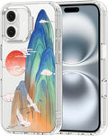 MOSNOVO for iPhone 16 Case, Shockproof Military-Grade Protection 6.6ft Drop Tested, Clear Phone Case for iPhone 16, Celestial Cranes Design
