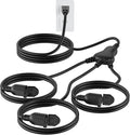 PLUGTUL 27FT Outdoor Extension Cord with Multiple Outlets, 1 to 3 Splitter Max 15FT End to Male Plug (Total 27FT) 16/3 SJTW Waterproof Power Cord for Halloween Christmas, ETL Listed, Black