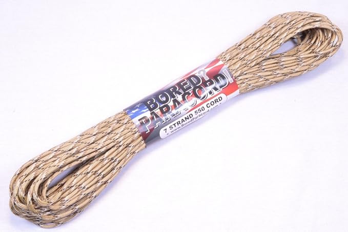 BORED? PARACORD! 550 lb Paracord – Ideal for Crafting, DIY Projects, Camping, Military & Active Outdoors – 300+ Colors – Tactical Parachute Cord Type III – Strong - Desert Camo 50 Feet