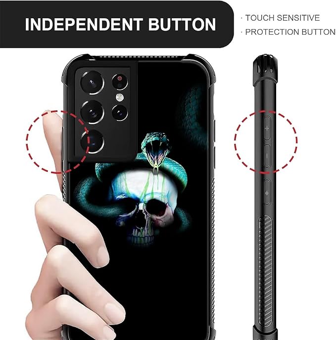 for Samsung Galaxy S21 Ultra Case, Skeleton Winding Snake Pattern Graphic Design Girl Boy Soft Silicone Hard Acrylic Shock Protection for Samsung Galaxy S21 Ultra
