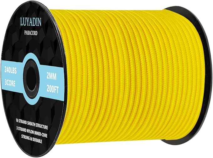 Paracord 240lb - Diameter 2mm Micro Utility Cord -3 Strand Parachute Spool Cord - 100ft 200ft,Paracord for Camping,Hiking,Fishing,Outdoor and DIY