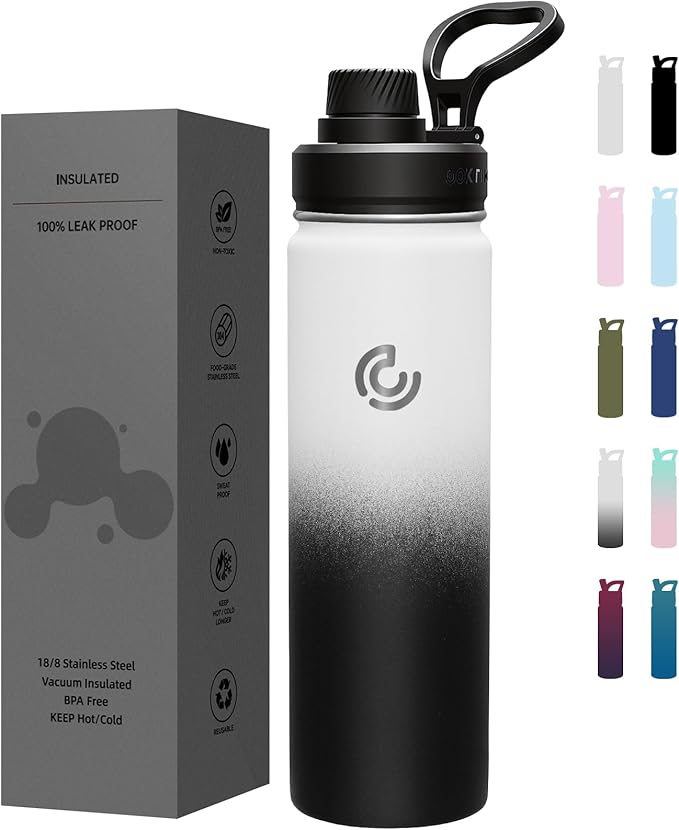 Sports Water Bottle 22oz, Insulated Water Bottle with Handle,Stainless Steel,Simple Modern,Suitable for Travel, School, Boy, Girl(Day & Night)