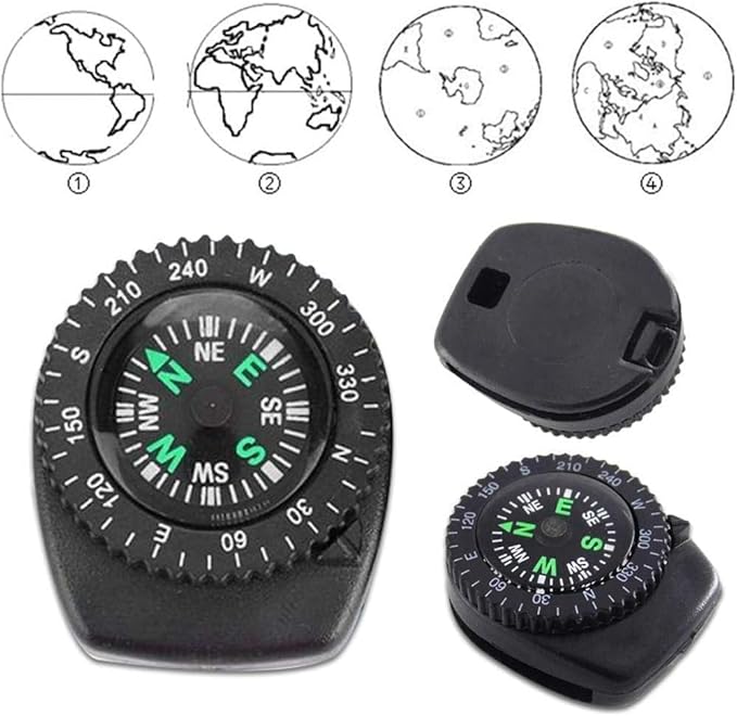 Black Button Mini Survival Compass for Hiking, Camping, Boating, Oil Filled Pocket Navigation Tool