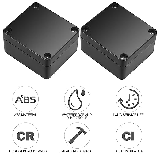 Project Box, 4 Pcs Electrical Junction Box, IP65 Waterproof Electrical Project Case, ABS Plastic Dustproof Outdoor Electrical Boxes, Electronic Junction Box Power Enclosure, 2.5x2.3x1.4 inch (A)