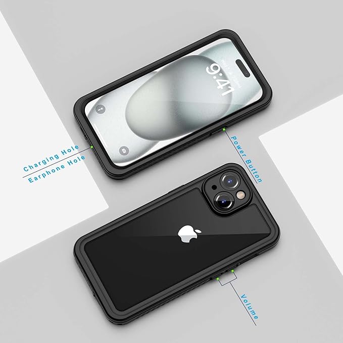 Lanhiem for iPhone 15 Plus Case, IP68 Waterproof Dustproof Shockproof Cases with Built-in Screen Protector, 360 Full Body Protective Phone Case for iPhone 15 Plus - 6.7 inch (Black)