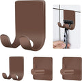 CGBE 4 Pack Shower Hooks - Self Adhesive Shaver Holder Hanger for Bathroom, Damage Free Wall Hooks for Razor, Loofah Sponge - Brown