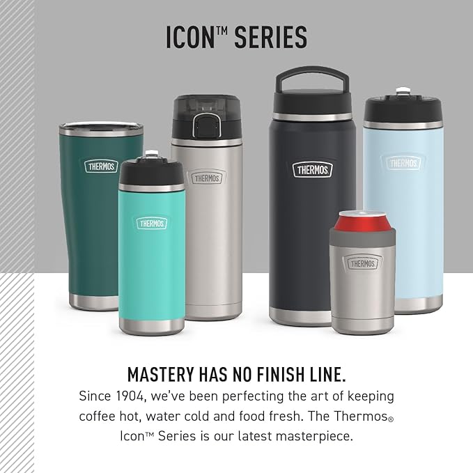 THERMOS ICON SERIES, Insulated Water Bottle with Straw Lid - 18 Ounce, Navy - Stainless Steel Vacuum Insulated Water Bottle with Straw Lid