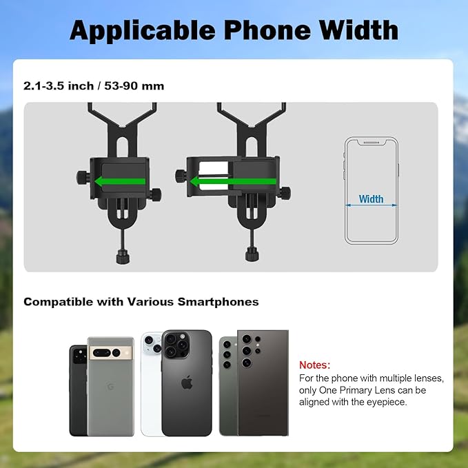 VANKEY 2-Axis Phone Scope Mount, Universal Spotting Scope Phone Adapter, Metal Telescope Mount for Binocular, Monocular, Microscope - Fits Max 2.5" Eyepiece Diameter, for iPhone Android Phones