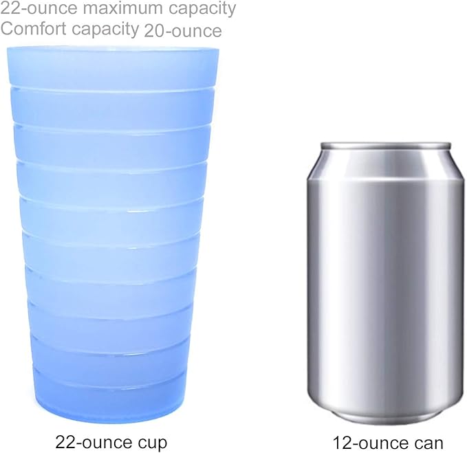 KX-WARE Mixed Drinkware 22-ounce Plastic Tumblers/Drinking Glasses/Party Cups/Iced Tea Glasses, Set of 12 Multicolor | Unbreakable, Dishwasher Safe, BPA Free