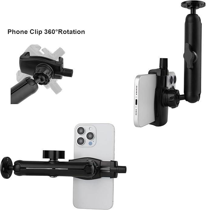 Mippko Wall Mount Phone Holder for Truck/Car/Boat/Wall/Desk,Compatible with 3.5~7.5 inch iPhone/Nexus/HTC/LG/Huawei/Smart Phones,360°Adjustment Aluminium Alloy Arm Drilling Base Mount