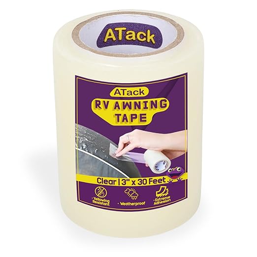 ATack RV Awning Repair Tape, 3" x 30 Foot, Waterproof Rip Stop Patch and Tent Repair Tape for Vinyl, RV punctures, Camper, Awning, Canopy, Tents, Tarpaulin and Greenhouse