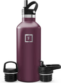 IRON °FLASK Camping & Hiking Hydration Flask with Straw, BPA-Free Insulated Stainless Steel Sports Water Bottle - 32 oz Burgundy