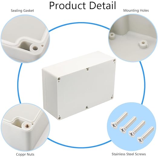 Project Box IP65 Waterproof Junction Box ABS Plastic Electrical Boxes DIY Electronic Project Case Power Enclosure White 9.06x5.90x3.43 inch (230 x 150 x87 mm)