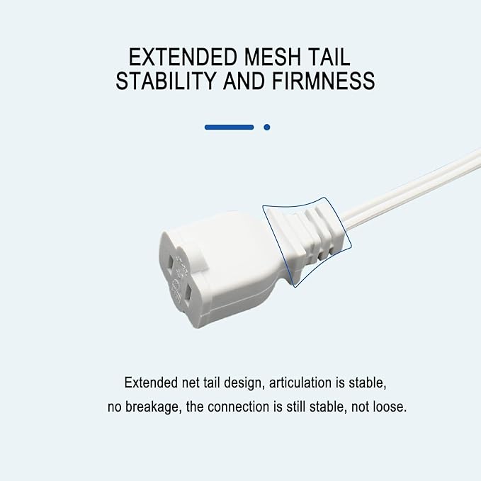 100 FT White Extension Cord,2 Prong Extension Cord 18AWG SPT-2 Flat Cord, Light Duty,Lightweight Design for Yard, Garden and Pool, ETL Listed,White