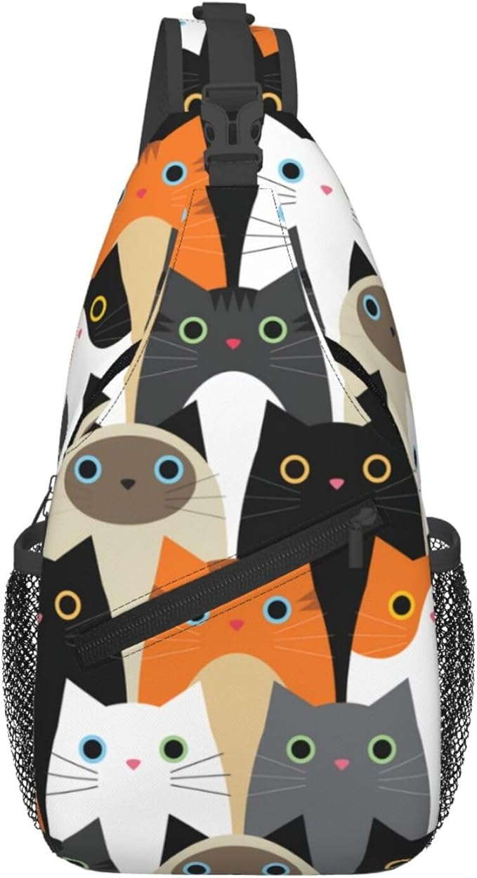 Cute Cats Sling Bag For Women Men Fashion Print Backpack Crossbody Shoulder Bag Sling Backpack Chest Bag Travel Hiking Casual Sport Daypack